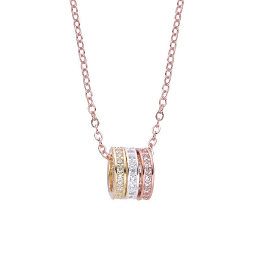 Collar de Plata Banado en Oro Rosado “trinity aros”