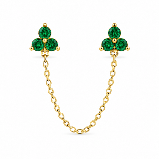 Piercing Doble Clover Esmeralda