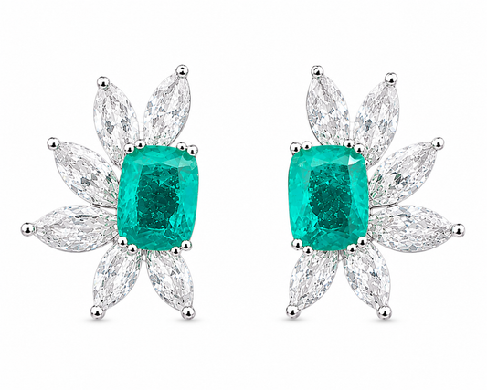 Aretes de Plata Rodinada con Turmalina de Lab