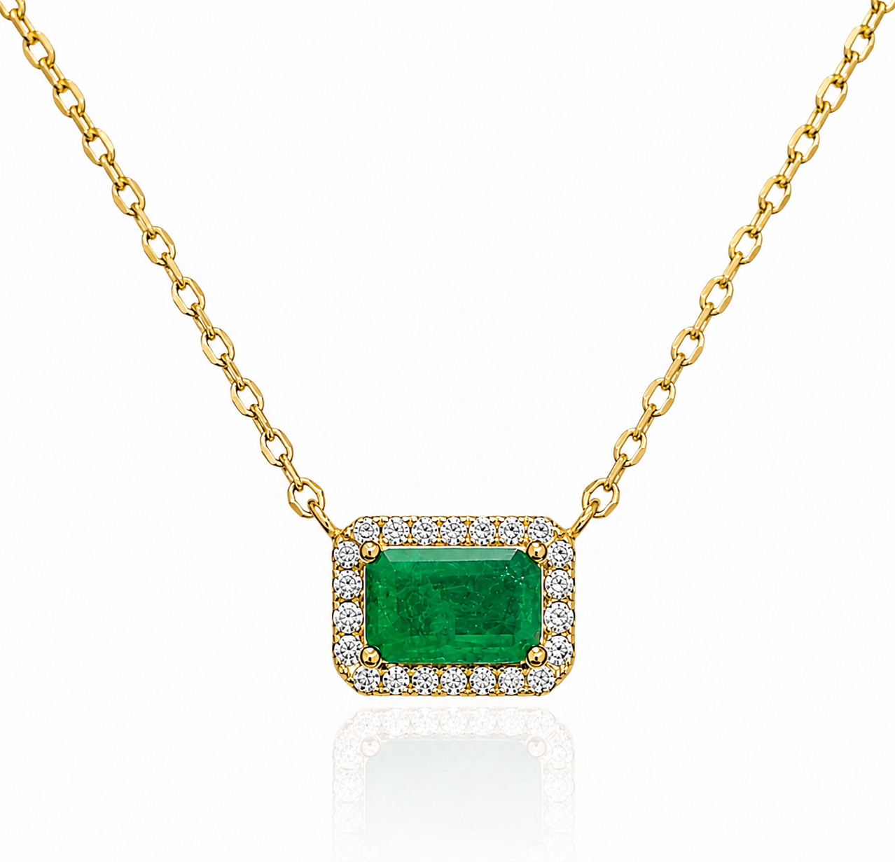 Collar de Plata bañado en Oro con dije de Esmeralda Lab