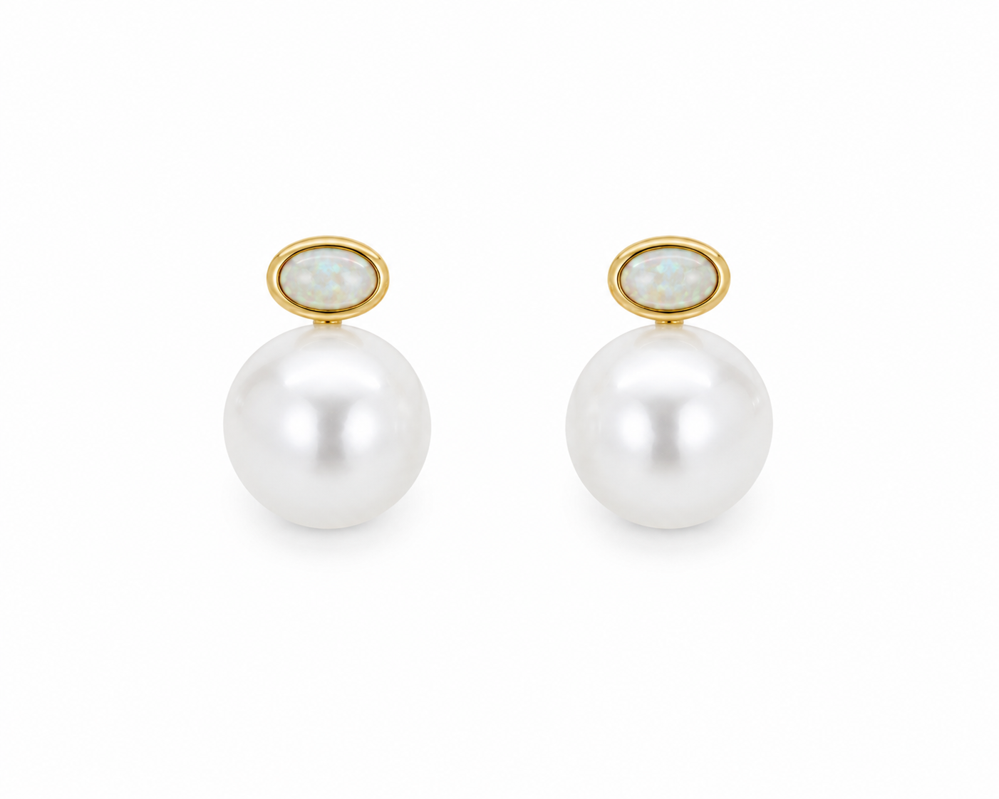 Aretes Perla Opalina Blanca