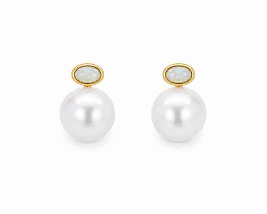 Aretes Perla Opalina Blanca