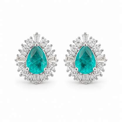 Verde Imperial – Aretes en Plata Rodinada con Gema en Tono Esmeralda