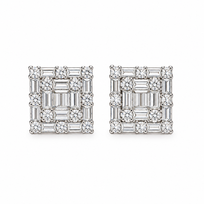 Aretes de Plata Rodinada de cuadril de baguettes