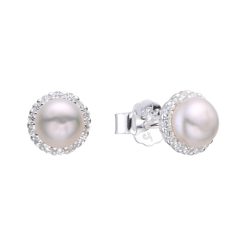 Studs de Plata con circones y perlas