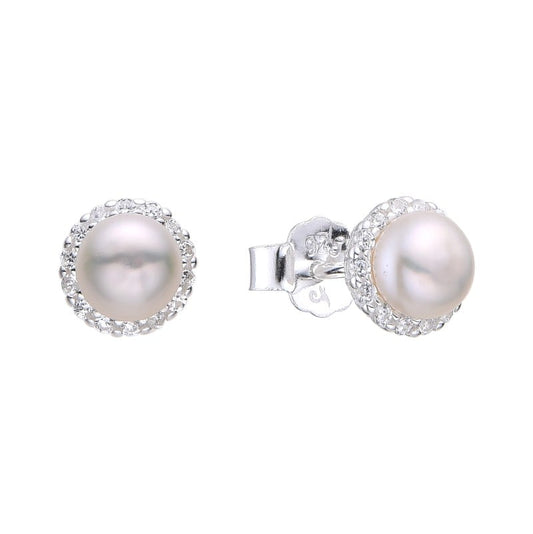 Studs de Plata con circones y perlas