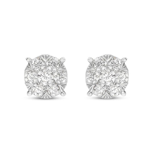 Carré Illusion – Aretes de brillantería natural en Oro Blanco 18K