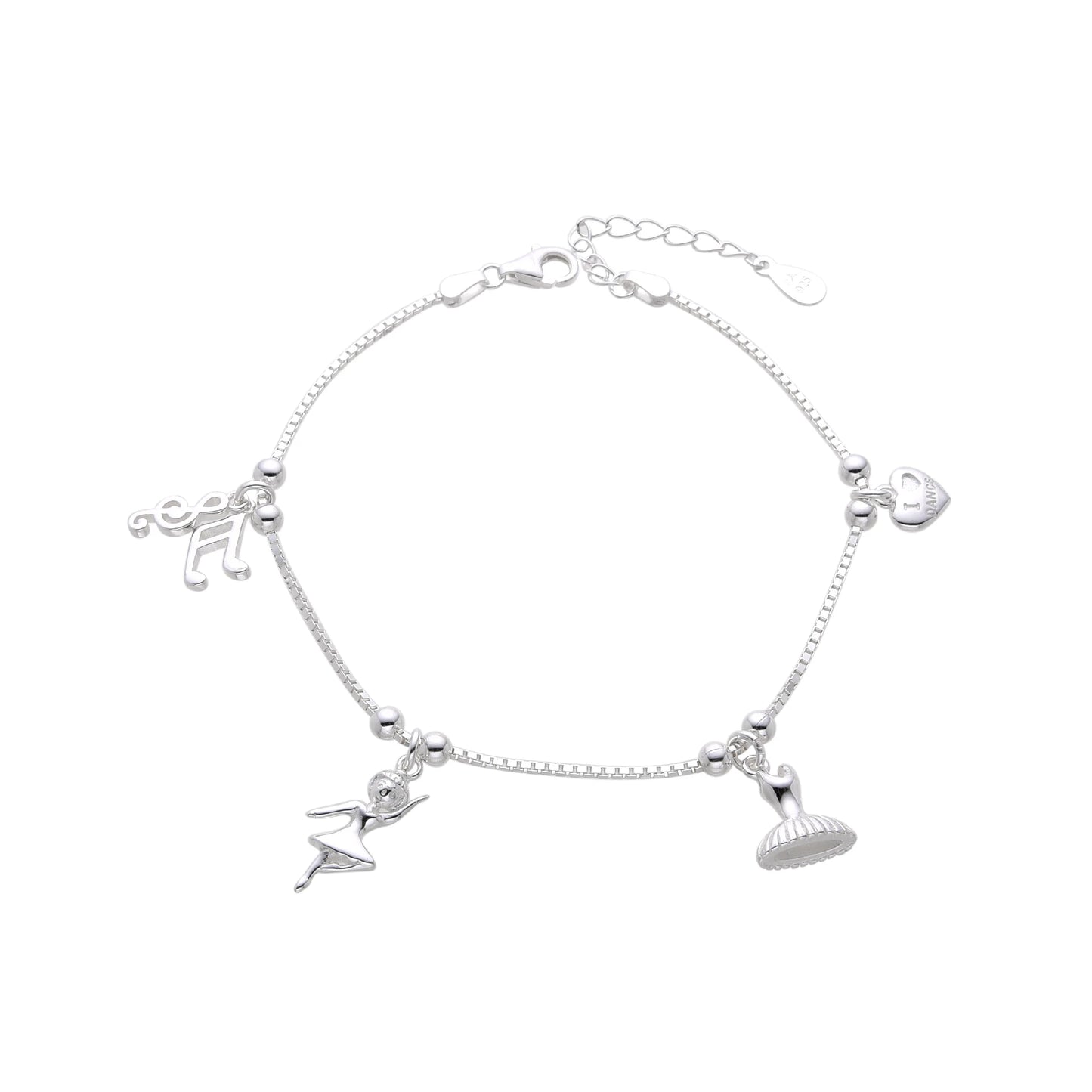 Pulsera de plata con dijes de bailarina