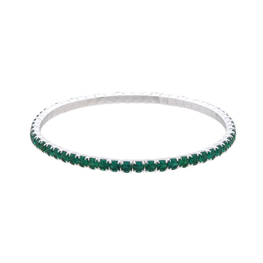 Pulsera estilo tenis de plata (estira/elástica) verde