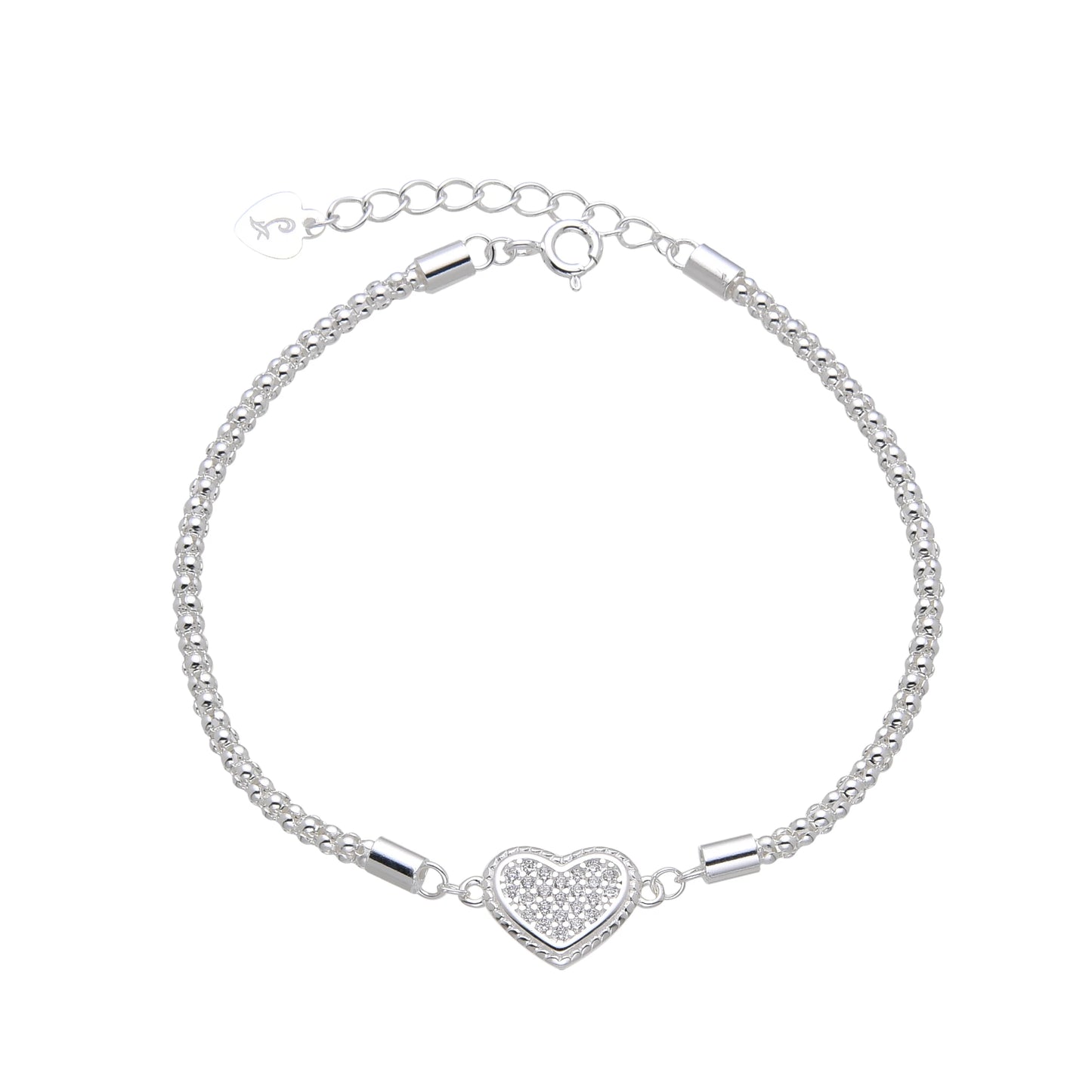 Pulsera de corazón de plata