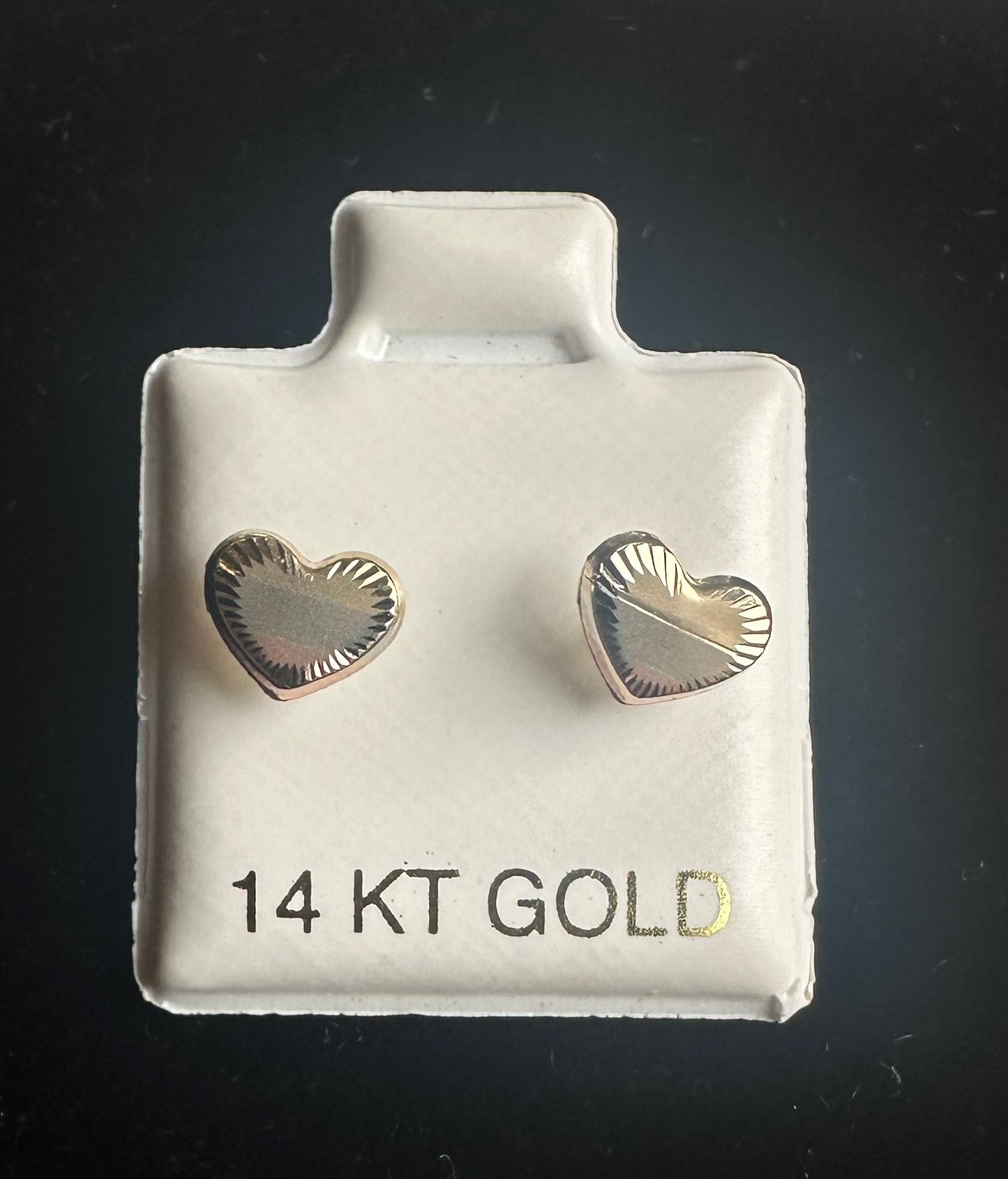 Aretes para bebes de corazon en 3 tonos de Oro de 14k