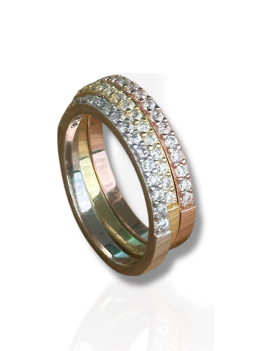 Anillo de Plata Baño de 3 Oro estilo Eternity