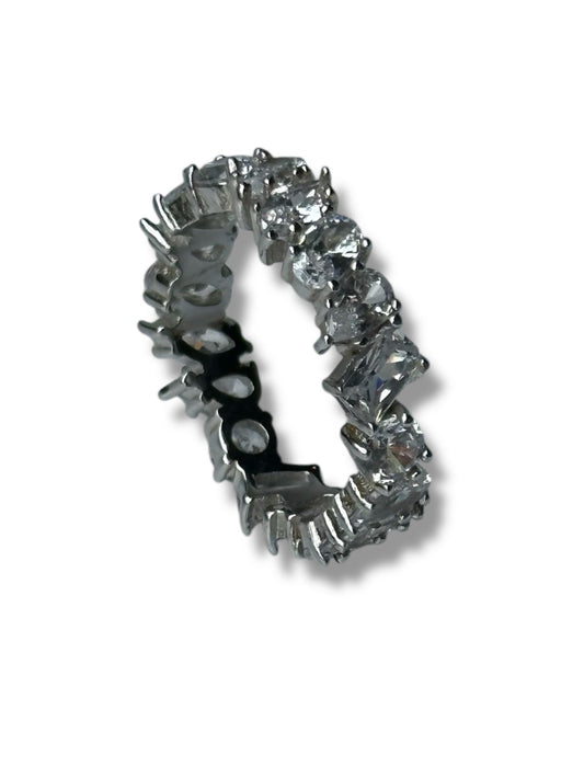 Anillo de Plata Rodinada Asimetirco