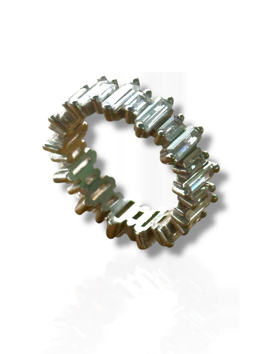 Anillo de Plata Rodinada de Baguettes