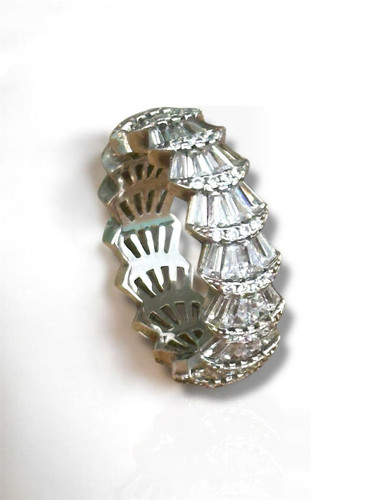 Anillo de Plata Rodinada de estilo Concha