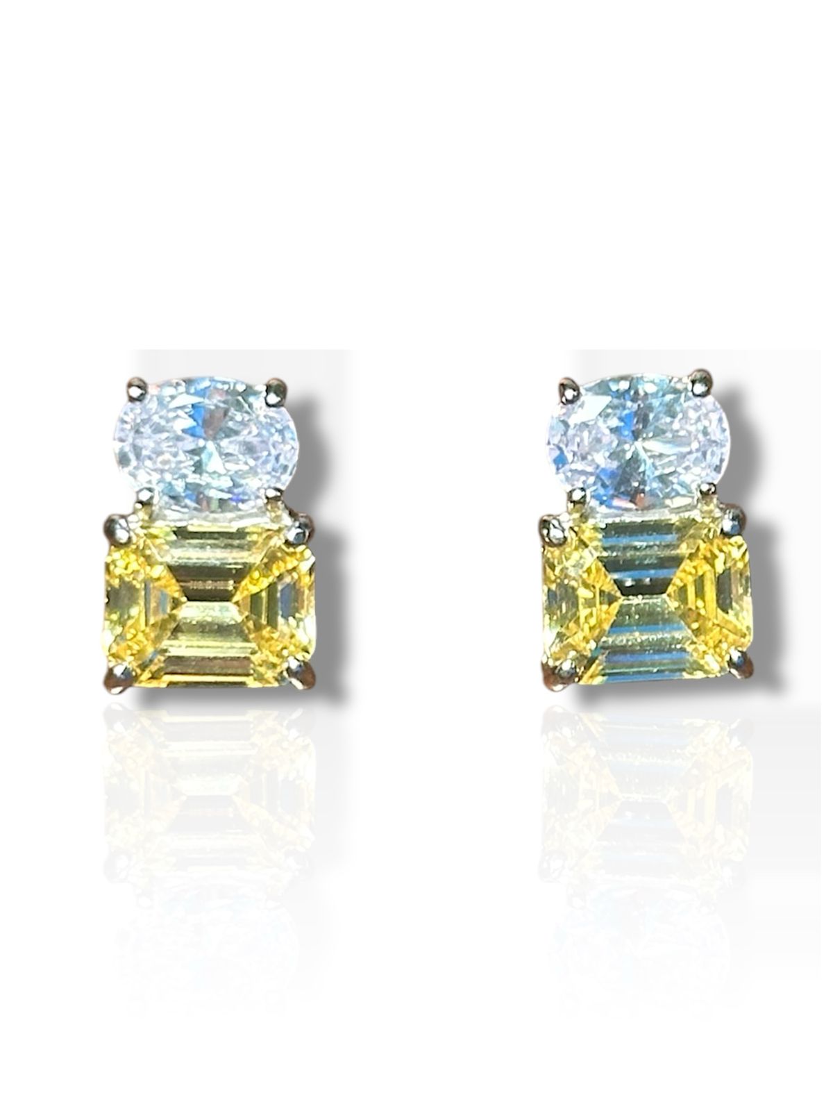 Aretes de Plata Rodinada con Piedras de Lab