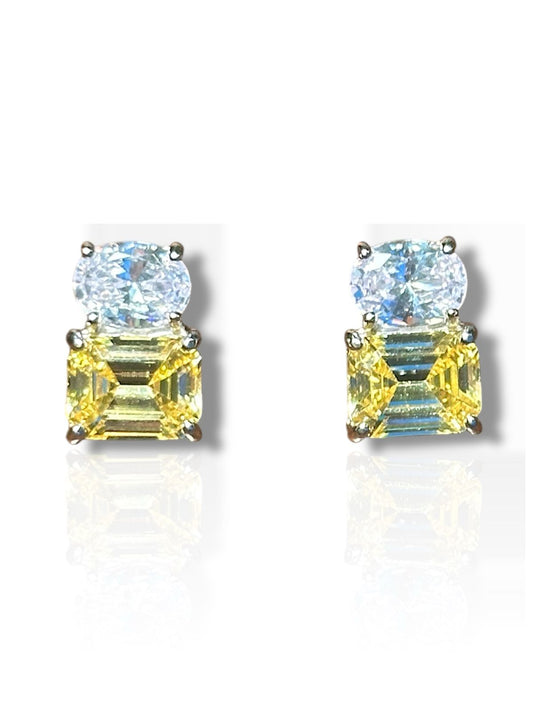 Aretes de Plata Rodinada con Piedras de Lab