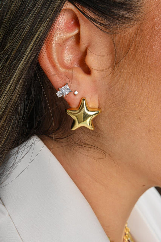 Aretes bañados en oro en forma de estrella Chunky