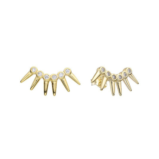 Aretes de plata, bañados en oro con puntos de luz, tipo Climbers