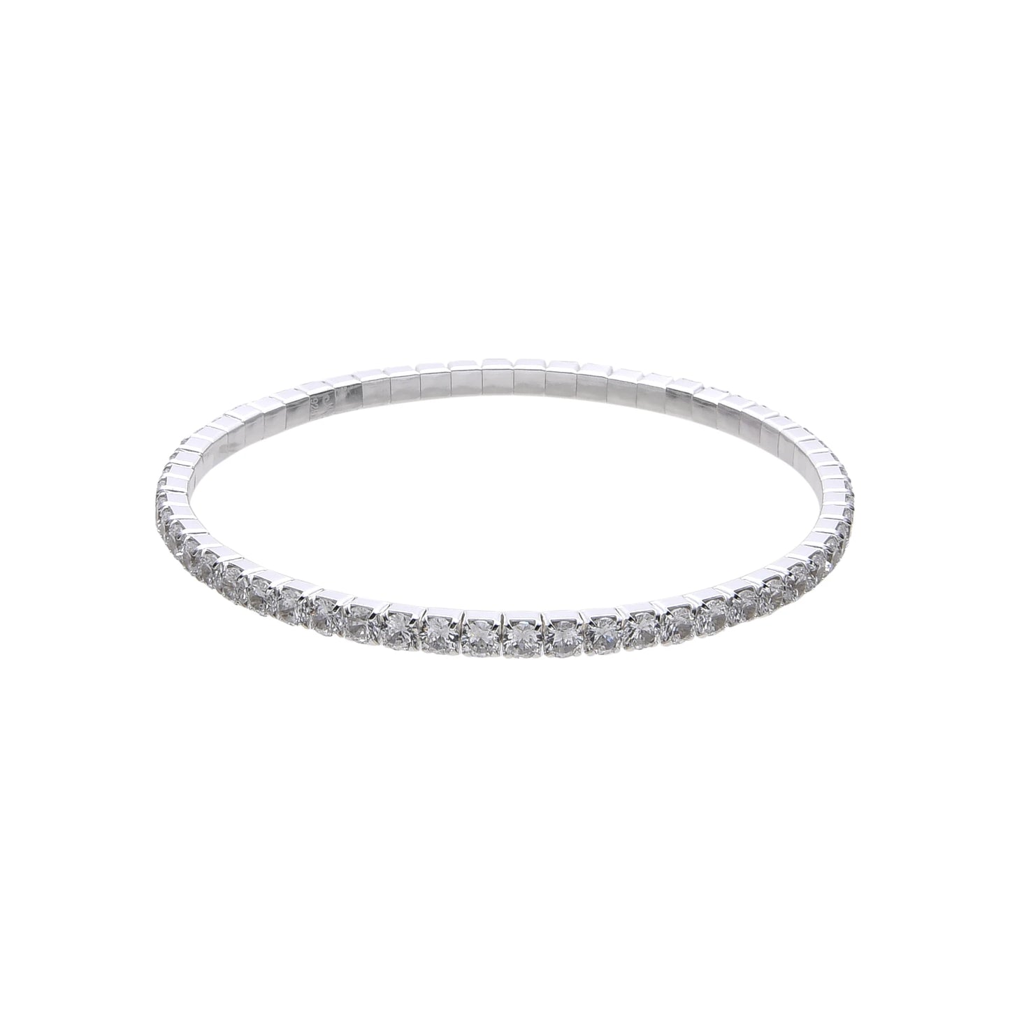 Pulsera estilo tennis elastica de plata