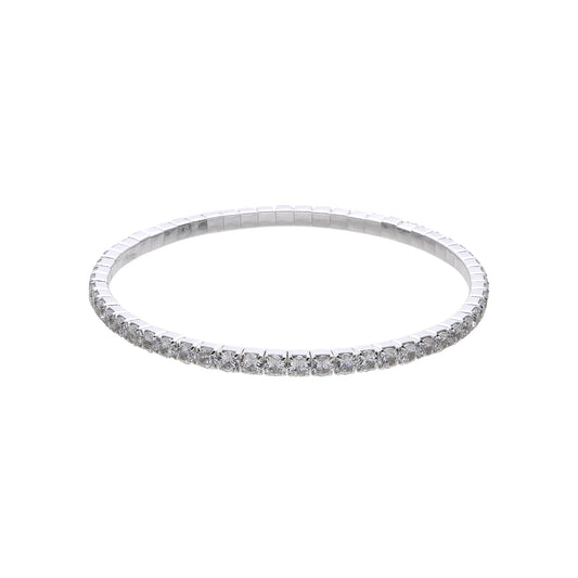 Pulsera estilo tennis elastica de plata