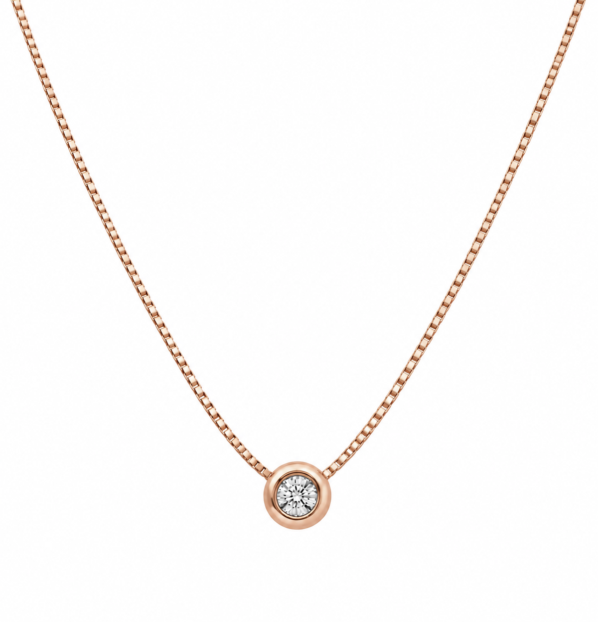 Luz Serena – Collar y dije con diamante natural en Oro Rosado 18K