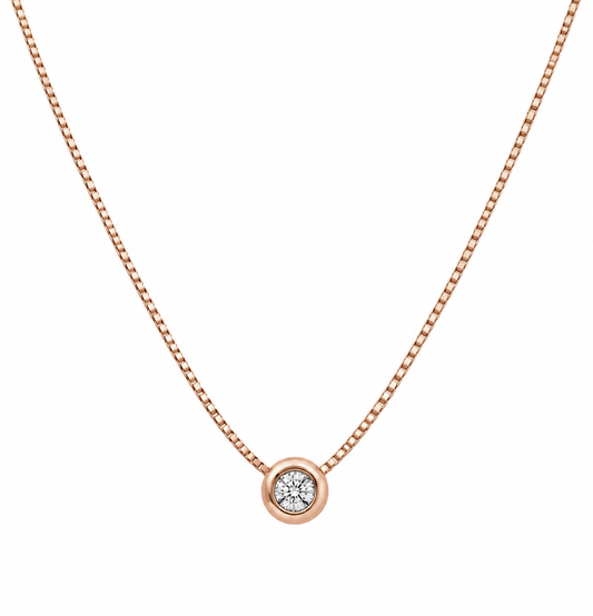 Luz Serena – Collar y dije con diamante natural en Oro Rosado 18K