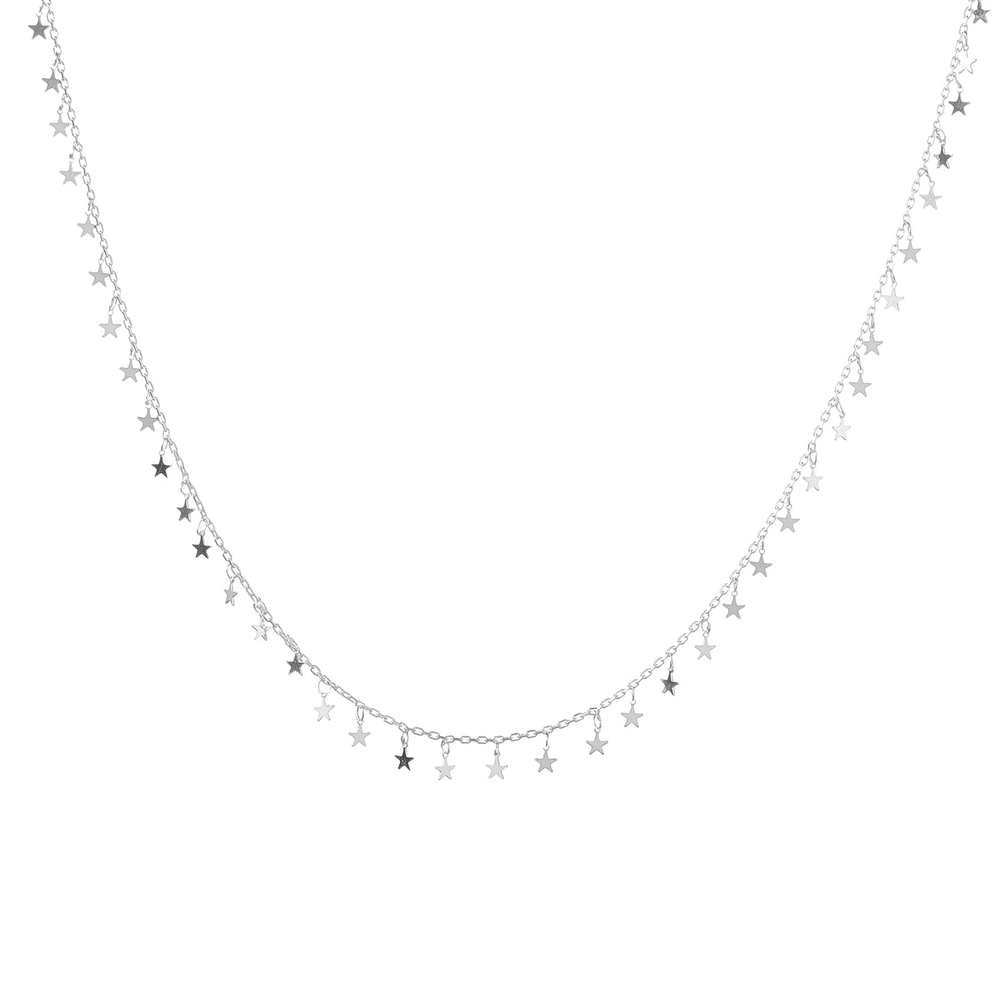 Collar de Plata con Dijes de Estrellitas guindando