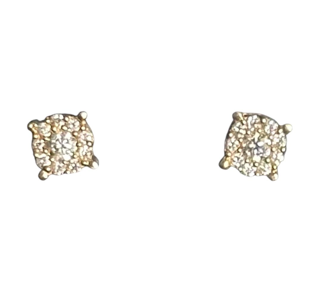 Carré Illusion Doré – Aretes de brillantería natural en Oro Amarillo 18K