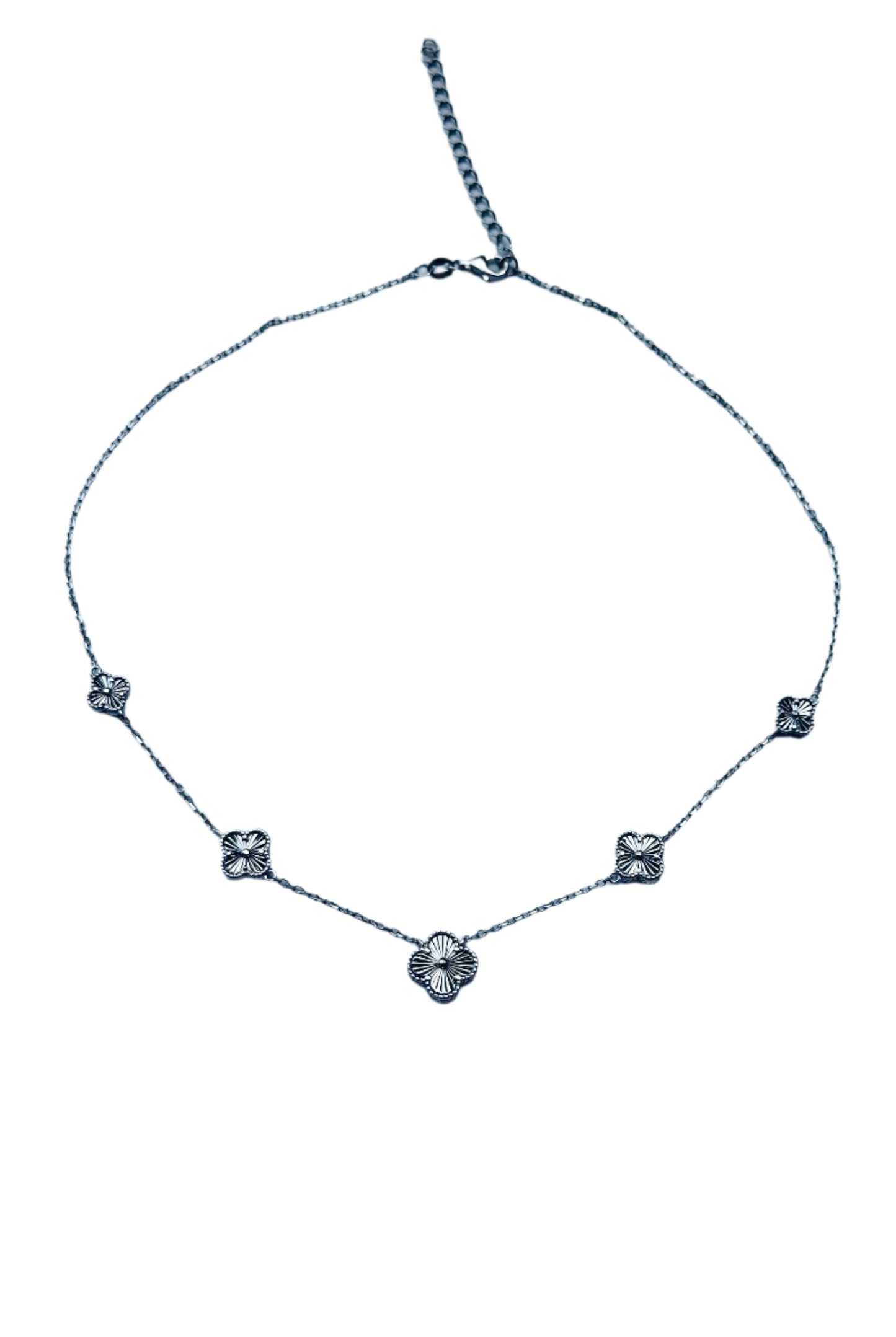 Collar de plata 925 con dijes en forma de trébol