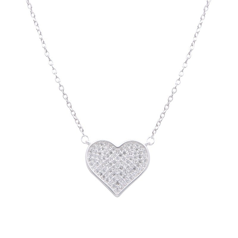 Collar de plata con dije de de corazones en pavee