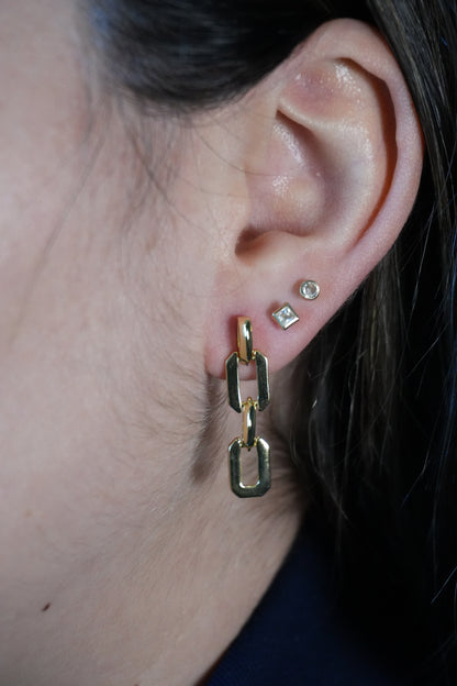 Aretes largos de Clip de Plata bañados en Oro