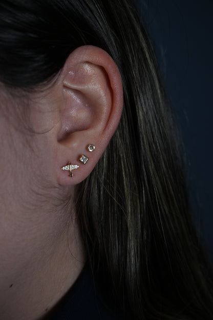 Aretes de plata, bañados en Oro en forma de avión