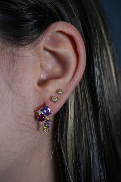 Aretes de plata bañados en Oro con pedrería