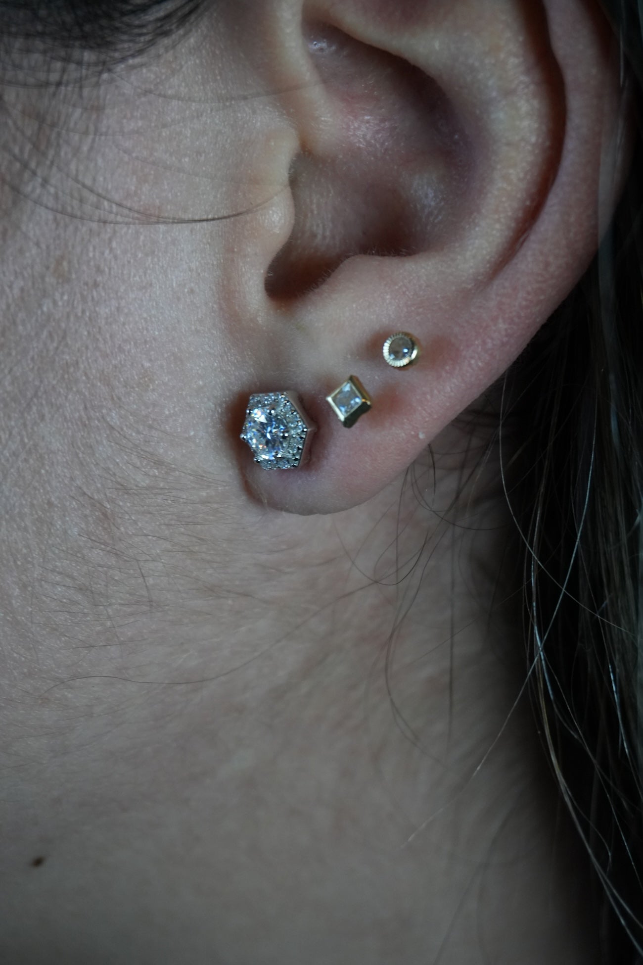 Studs de Plata Rodinada con Moissanitas 1.18ct