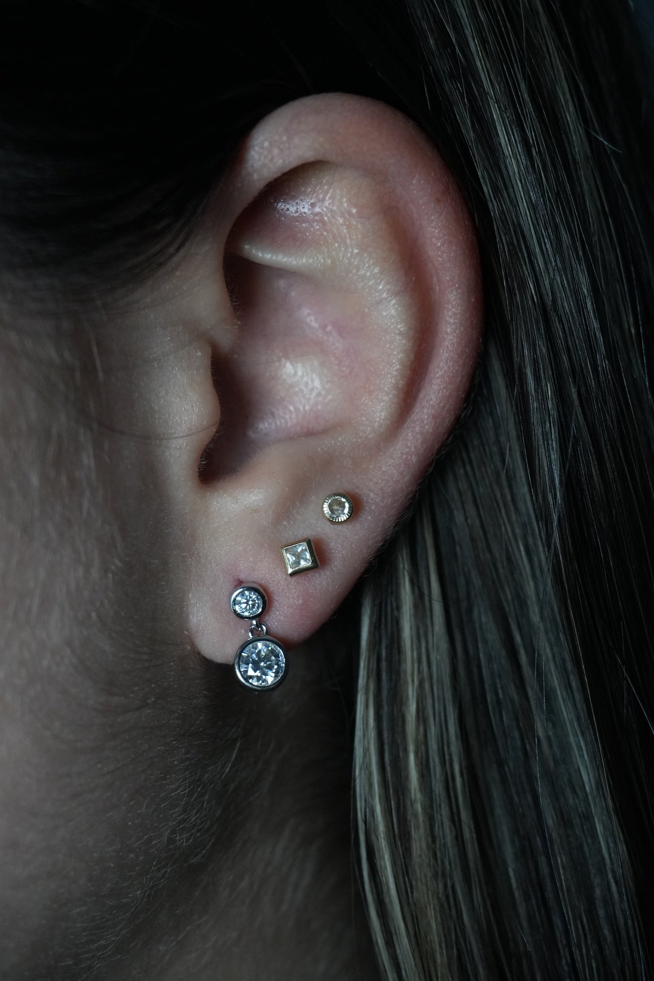 Studs de Plata Rodinada con Moissanitas 1.2ct