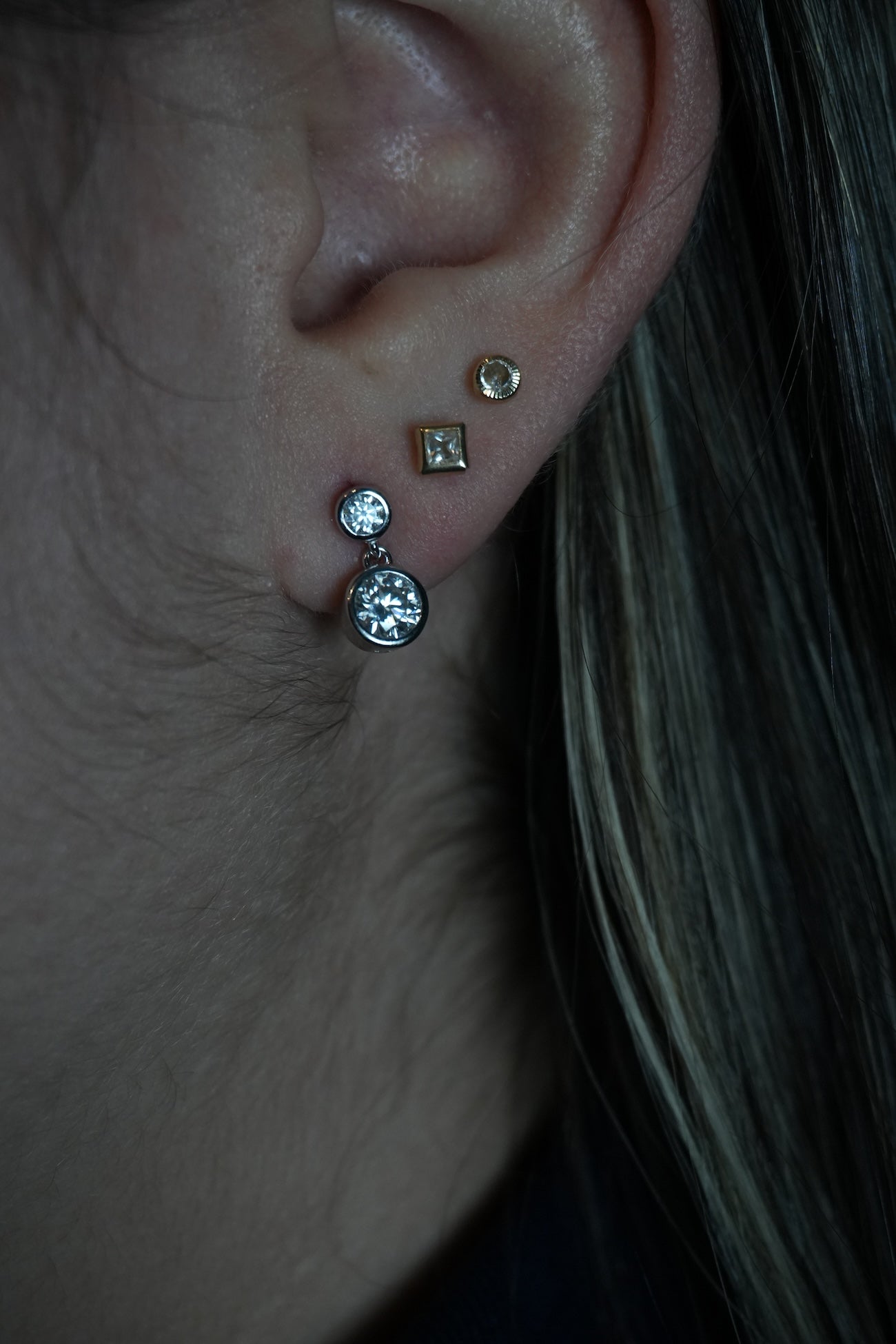 Studs de Plata Rodinada con Moissanitas 1.2ct