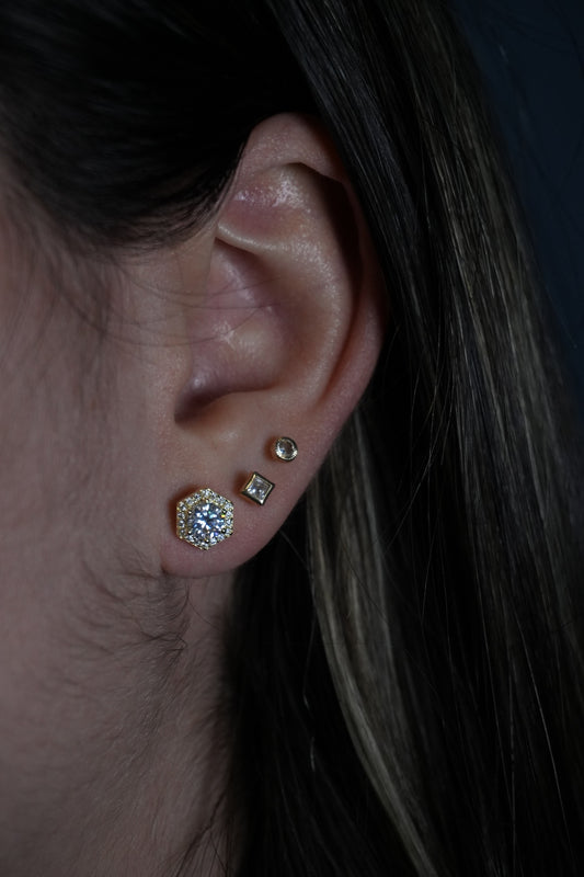 Studs Moissanitas con Baño de oro 1.18ct