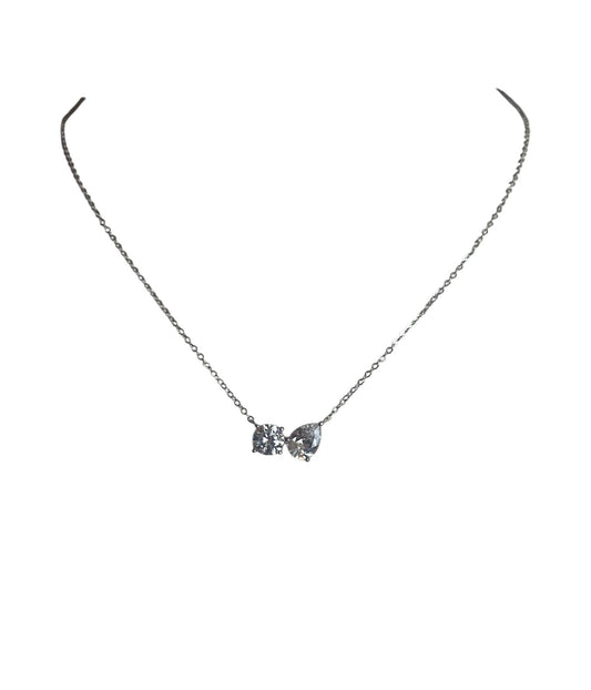 Deux Formes – Collar en Plata 925 bañada en oro blanco con gemas de laboratorio