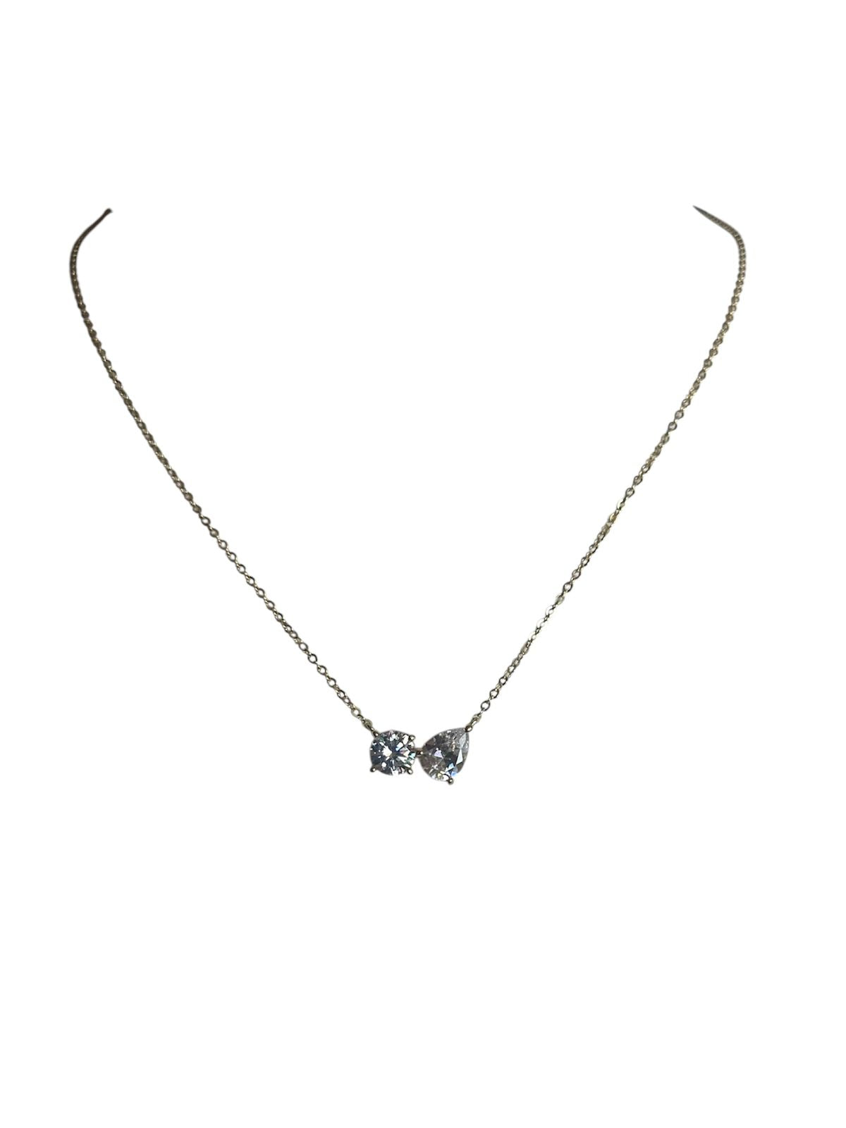 Deux Formes – Collar en Plata 925 bañada en oro con gemas de laboratorio