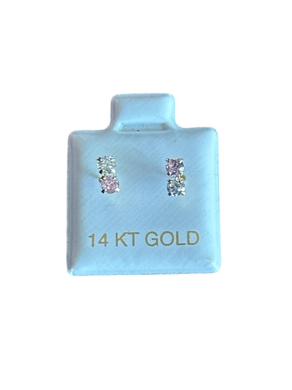 Duo brillante rosé en Oro de 14 kilates – Aretes de rosca