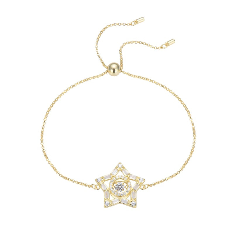 Pulsera de plata bañada en oro con dije de estrella ajustable