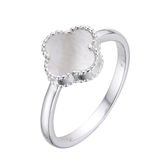 Anillo de Plata trebol Blanco