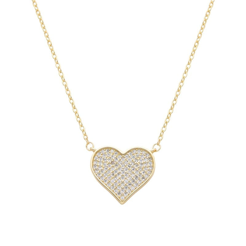 Collar de plata bañado en oro de 18K “Corazon en Pavee”