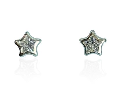 Estrellitas brillantes en Oro de 14 kilates – Aretes de rosca