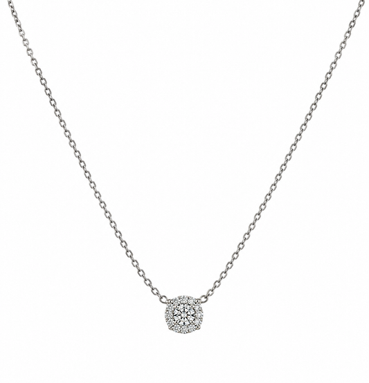 Solitario Éclat – Collar con dije de diamantes naturales en diseño Illusion en Oro Blanco 18K