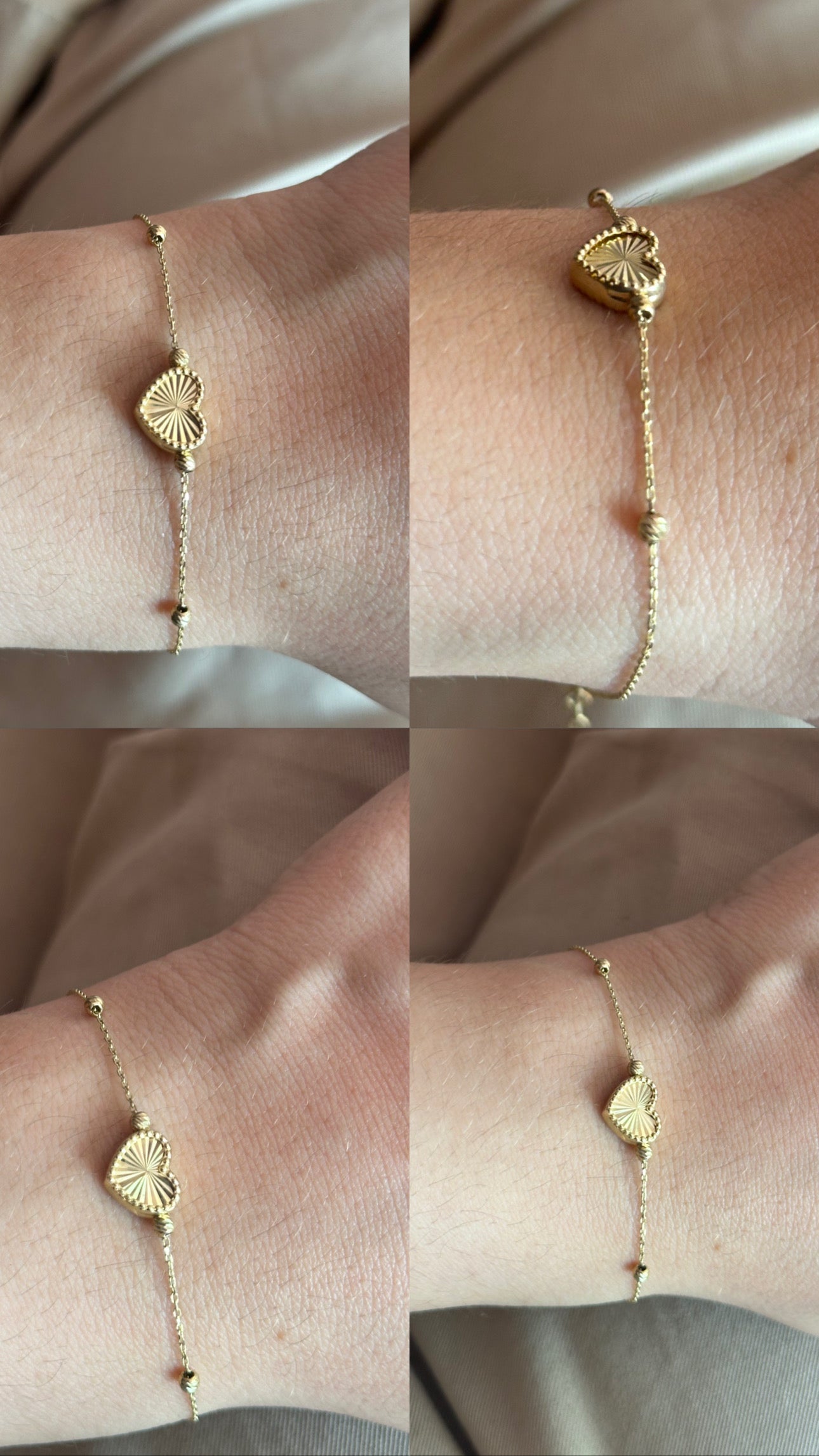 Pulsera “Love” de Oro con corazon en centro.