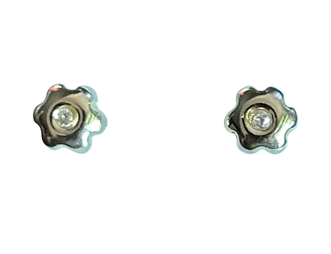 Florecitas brillantes en Oro de 14 kilates – Aretes de rosca
