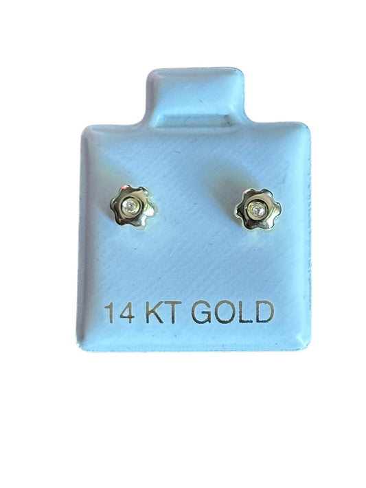 Florecitas brillantes en Oro de 14 kilates – Aretes de rosca