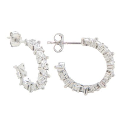 Huggies con piedras Asimétricas de Plata 925